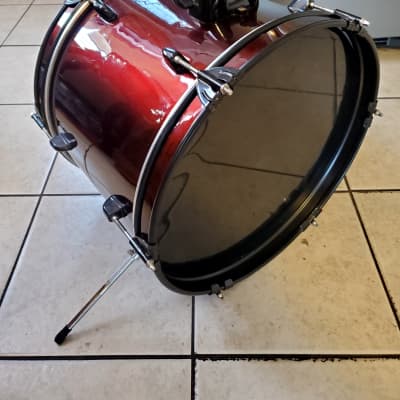 Bass Drum 16x14 Black Hardware Lugs Ebony & Clear Drum Heads Wine Red image 2