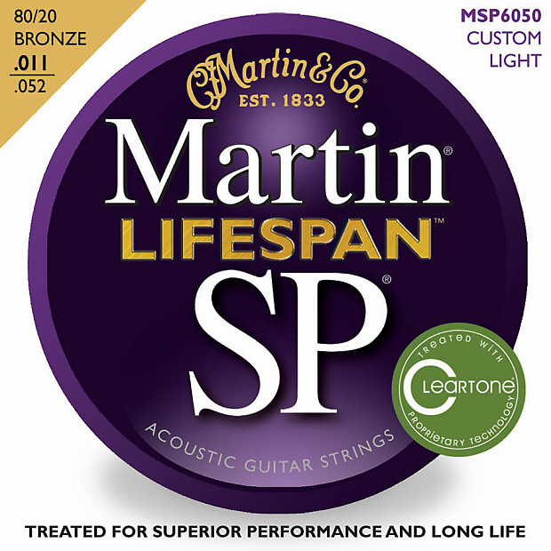 Martin MSP6050 SP Lifespan 80/20 Bronze Custom Light Acoustic Strings image 1