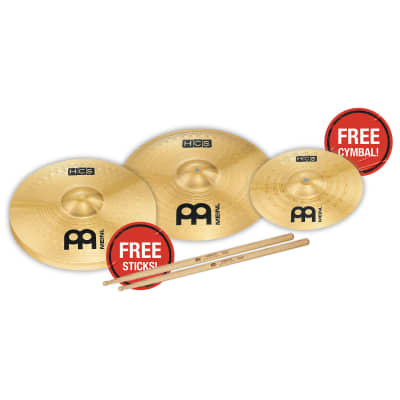 Meinl HCS Three for free Cymbal Set (13HH/14C/10S) Cymbal Set + Sticks image 1