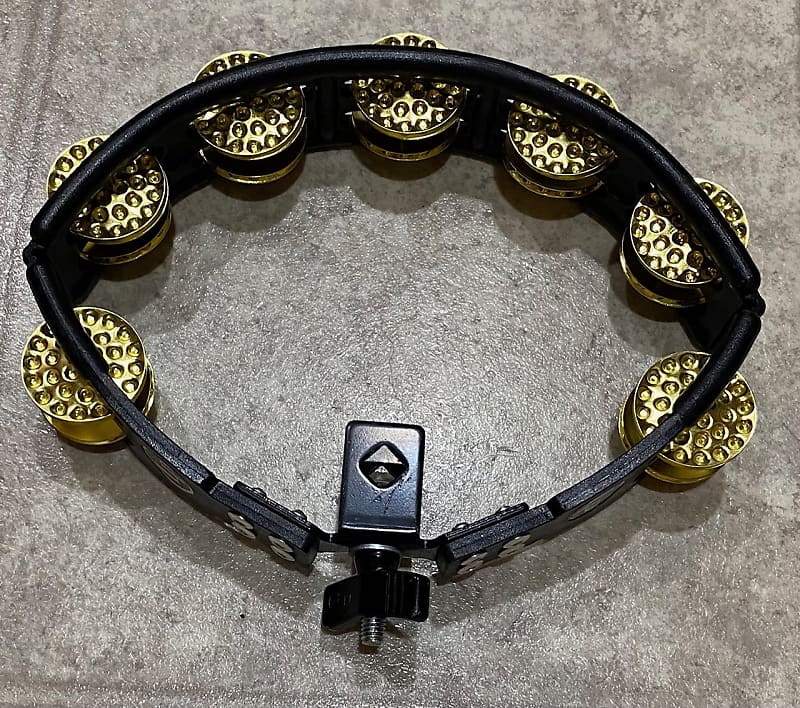 Lot of 2 LP Mountable Tambourines, Steel and Dimpled Brass Reverb