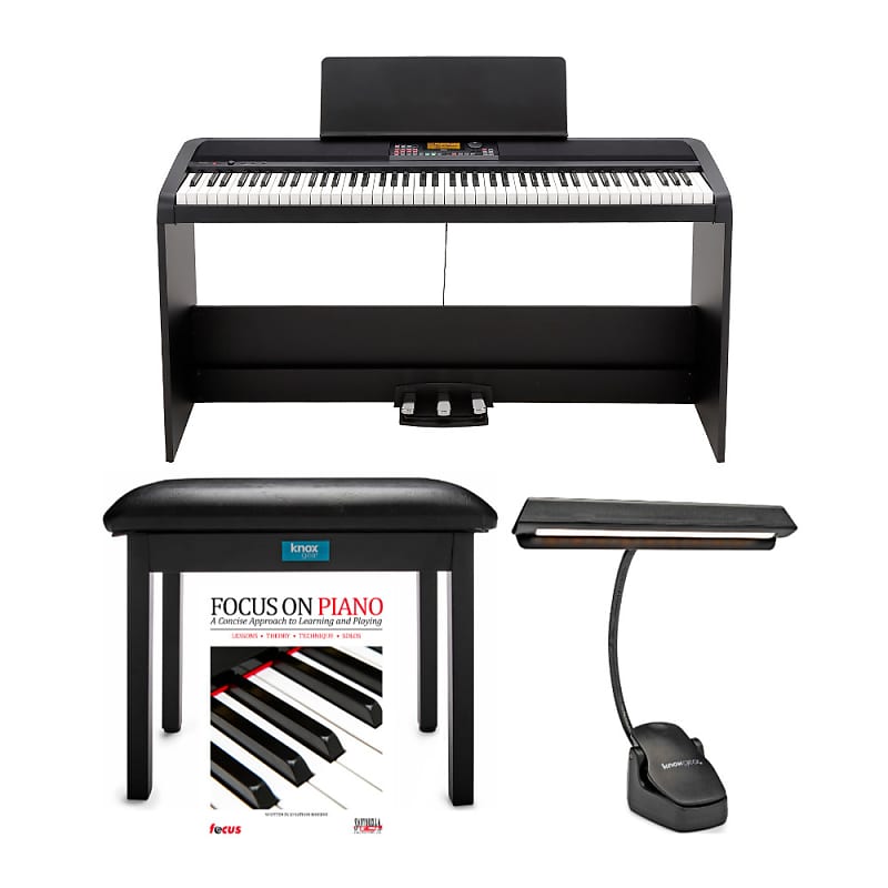 KORG XE20SP 88 Weighted Keys Digital Piano with Stand and 3 Pedals Bundle with Knox Gear Bench, Piano Light, & Piano Book/CD image 1