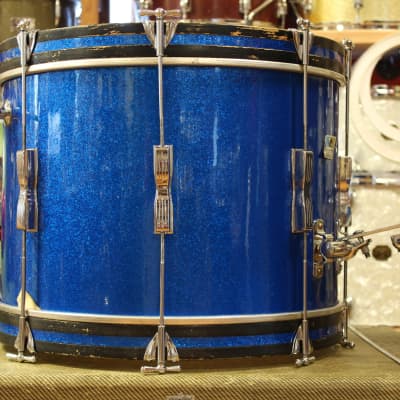 1969 Ludwig Club Date in Blue Sparkle 14x20 14x14 8x12 image 3