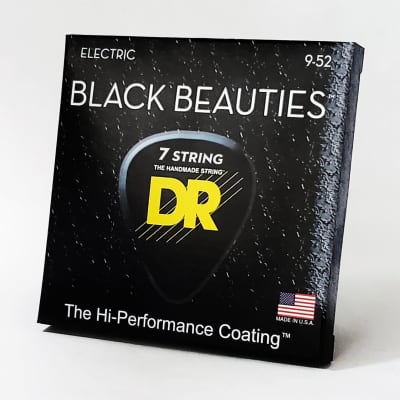 DR BKE7-9 Extra Life Black Beauties Coated Guitar Strings 9-52 7-string set image 1