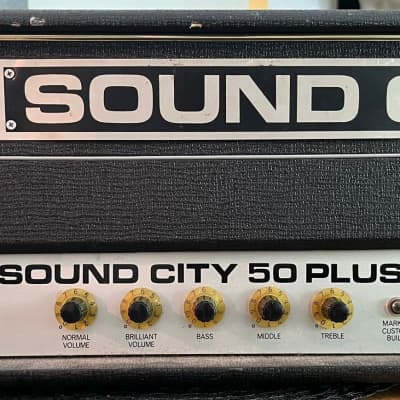 Sound City early 70's 50 PLUS 50w Head Guitar / Bass amplifier Vintage w/ same Partridge transformers as on Hiwatt Orange and Laney Amps UK made PTP 1974 1973 50 watt amp for sale