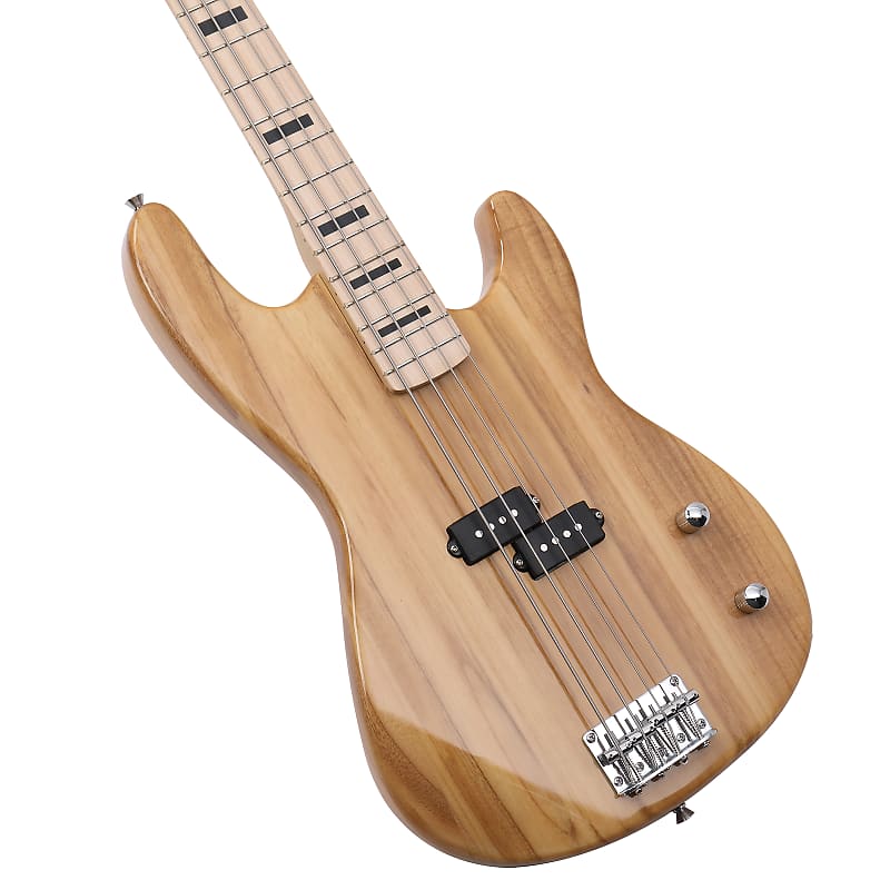 Glarry GP Electric Bass Guitar Without Pickguard Burlywood image 1