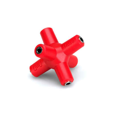 HOSA GMM-105PK Knucklebones Signal Splitter 3.5 mm X 6 Red (10-Pack) image 3