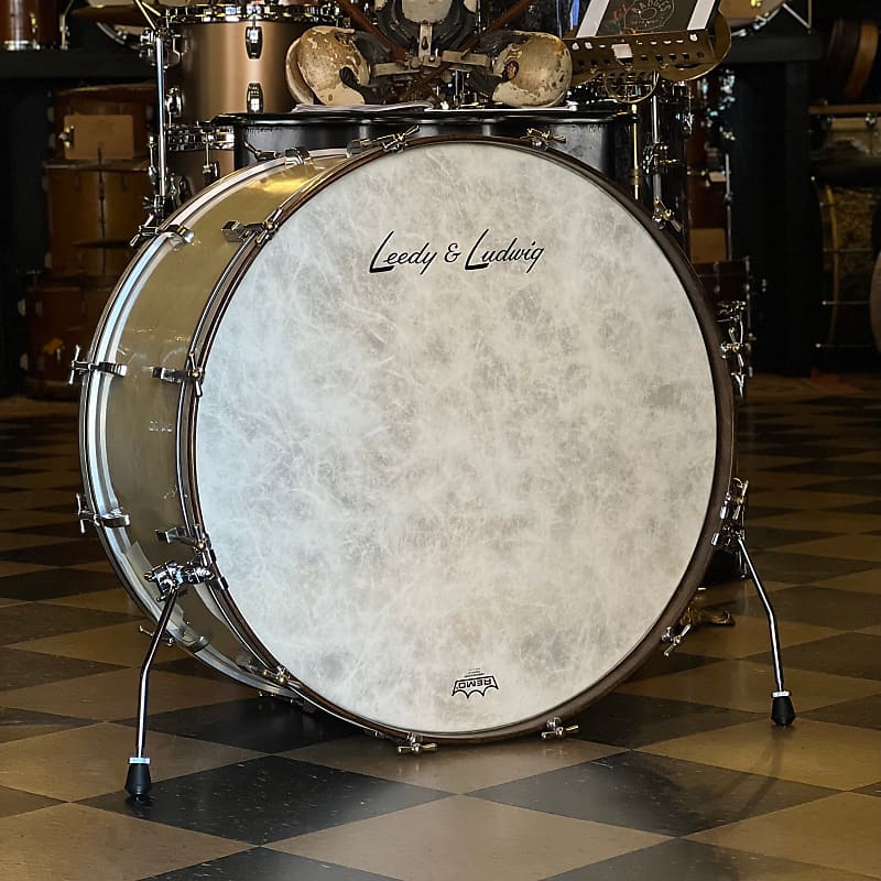 VINTAGE 1950's Leedy & Ludwig 14x28 Bass Drum in White Marine | Reverb