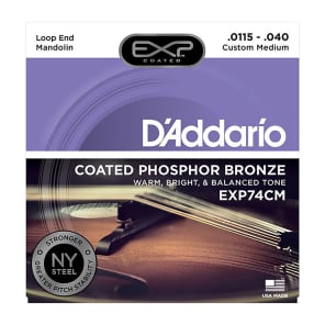 D'Addario EXP74CM Coated Phosphor Bronze Mandolin Strings Custom Medium 11.5-40