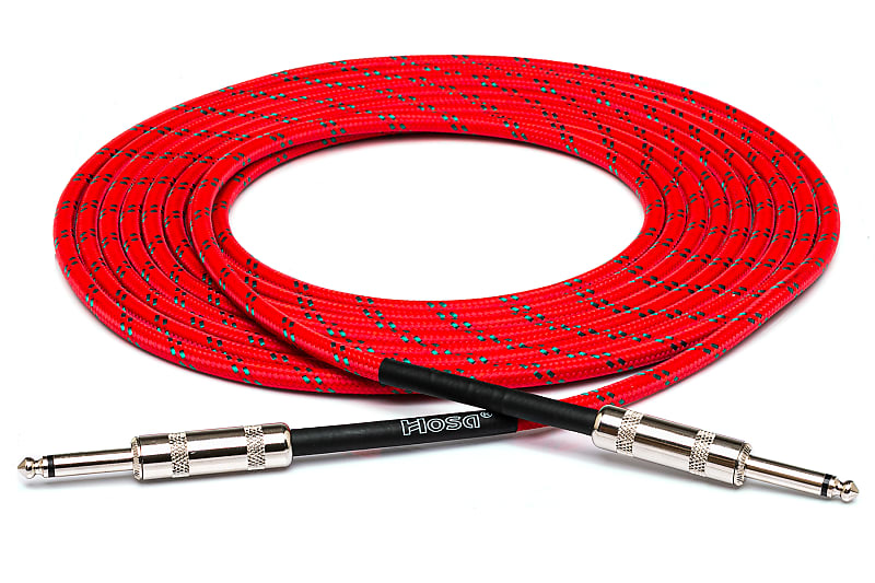 Hosa 3GT-18C3 Guitar Cable Cloth Red/Green 18ft image 1
