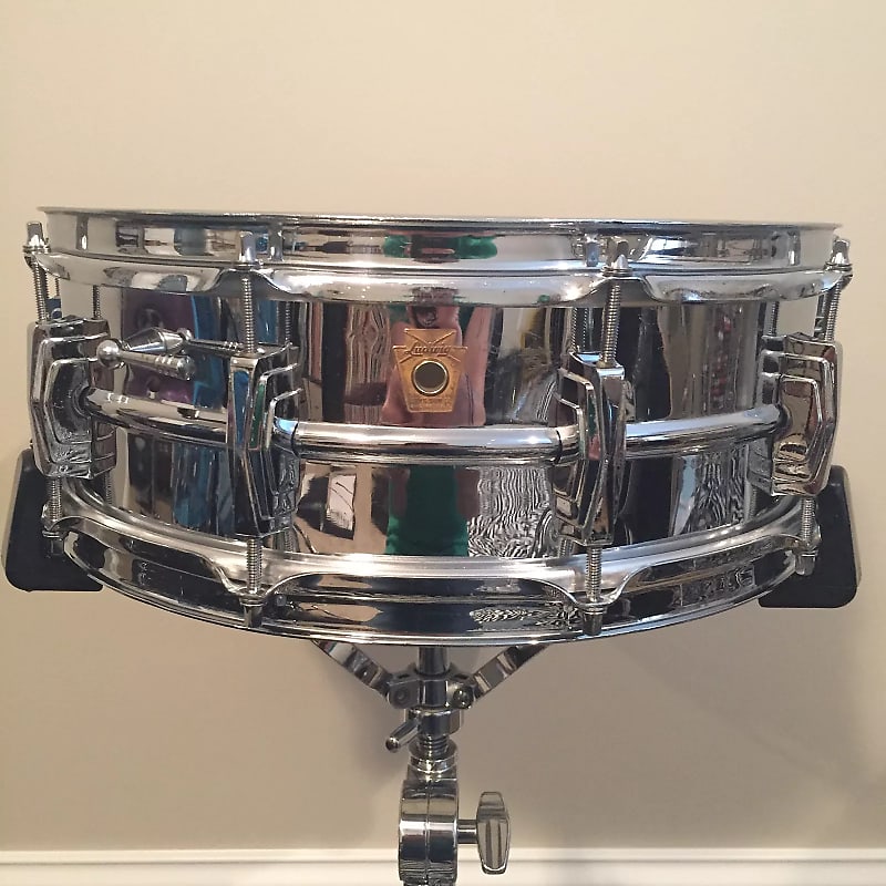 Ludwig No. 400 Super-Ludwig 5x14" Chrome Over Brass Snare Drum with Keystone Badge 1960 - 1963 image 4