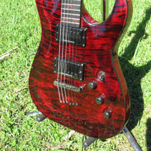 Schecter C1 Blood Moon Red and Black Quilted Maple with Reverb