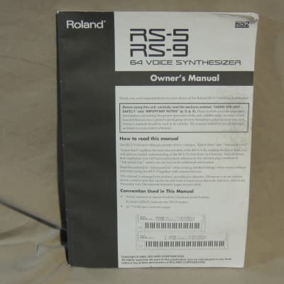 Roland RS-5 & RS-9 Owners Manual [Three Wave Music]