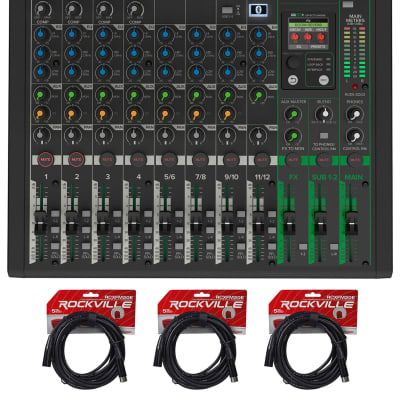 Mackie ProFX12v3+ 12-Ch. Mixer w/Enhanced FX/USB Recording/Bluetooth+XLR Cables image 1