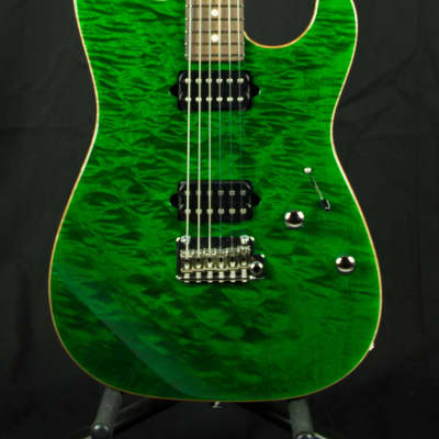 Suhr Classic HH 2015 Trans Green Quilt with Scraped Maple Binding image 1