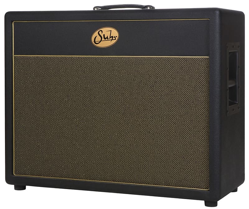 Suhr 2x12 Deep Speaker Cabinet in Black with Gold Grille and Celestion  Vintage 30 Speakers