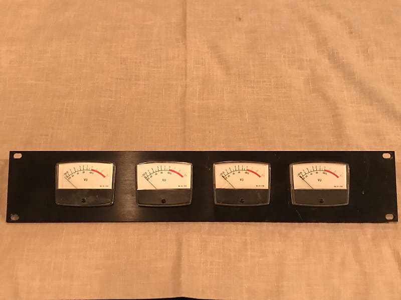 Custom Analog Meter Bridge; 2U Black Annodized Plate with 4 Reverb