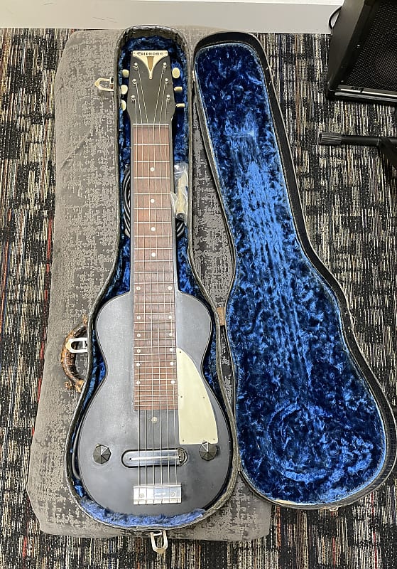 Epiphone Coronet Lap Steel With Case & Bikini Metal Plate Logo Vintage Epiphone Lap Steel Used – Very Good 1940 - Black image 1