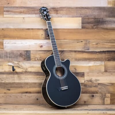 Washburn EA10 Festival Petite Jumbo Cutaway Acoustic-Electric Guitar, Black image 4