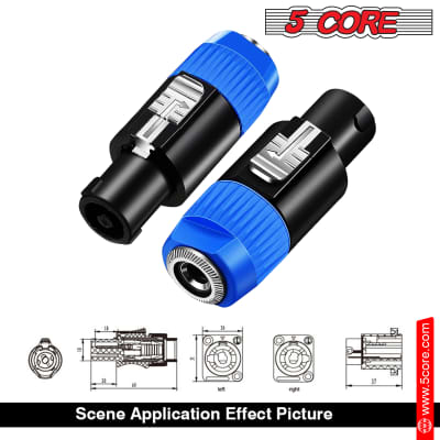 5 Core 2 Pieces Speakon To 1/4 Adapter Connector, Upgraded 1/4 Female To Male Connector Speaker SPKN ADP 2PCS image 2