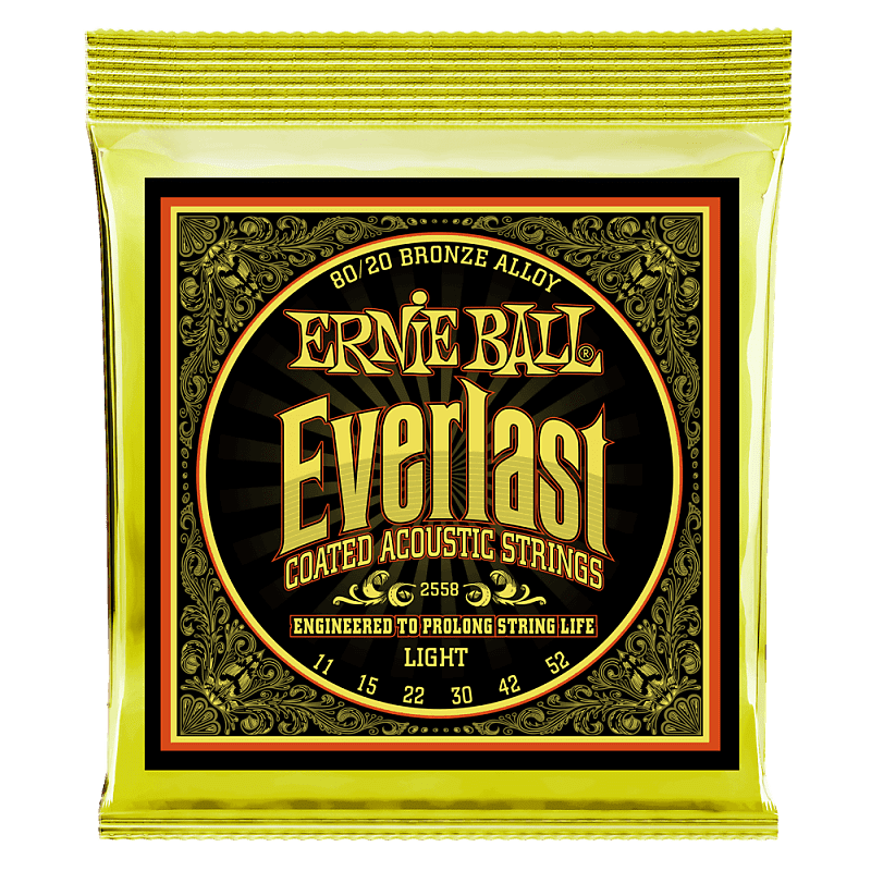 Ernie Ball 2558 Everlast 80/20 Bronze Coated Acoustic Guitar Strings; gauges 11-52 image 1