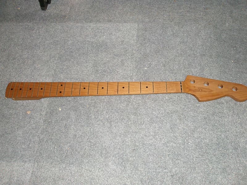 Warmoth Jazz 21 fret Roasted Maple Bass Neck Standard Profile | Reverb