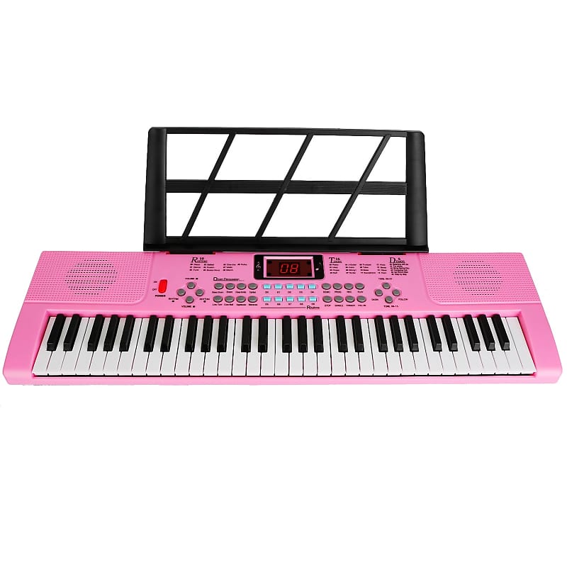 61 Keys Digital Music Electronic Keyboard Electric Musical Piano Instrument Kids Learning Keyboard w/ Stand Microphone - Pink image 1