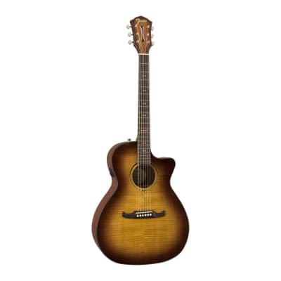 Fender FA-345CE Auditorium Bodied, Lacewood Back and Sides and Flame Maple Top 6-String Guitar with Fishman Electronics (3-Color Tea Burst, Right-Handed) image 3