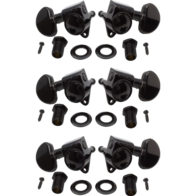Tuners - Grover, Rotomatic, 3 per side, 18:1 ratio, Color: Black
