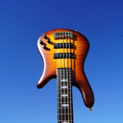 Spector USA NS-5XL Tobacco Sunburst Matte 5-String Electric Bass Guitar w/ Black Tolex Case (2024) for sale