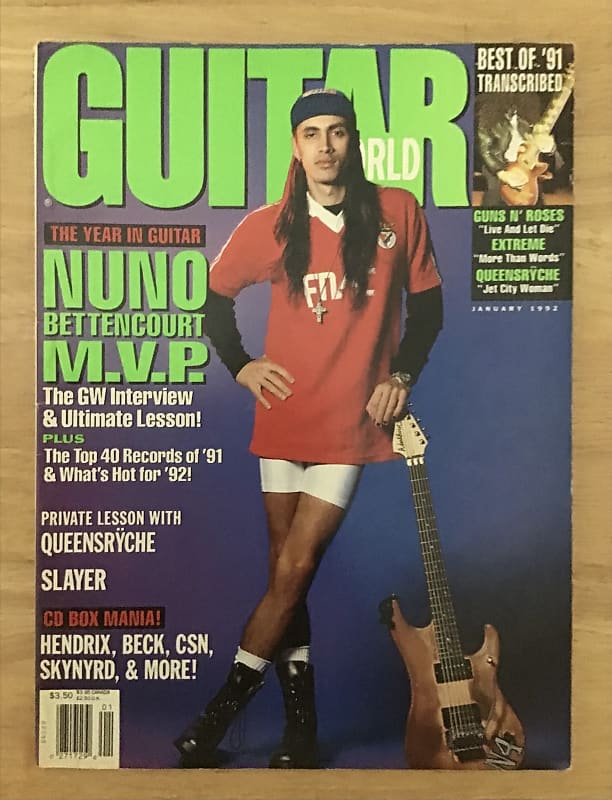 Guitar World Magazine Back Issue January 1992 Nuno Reverb