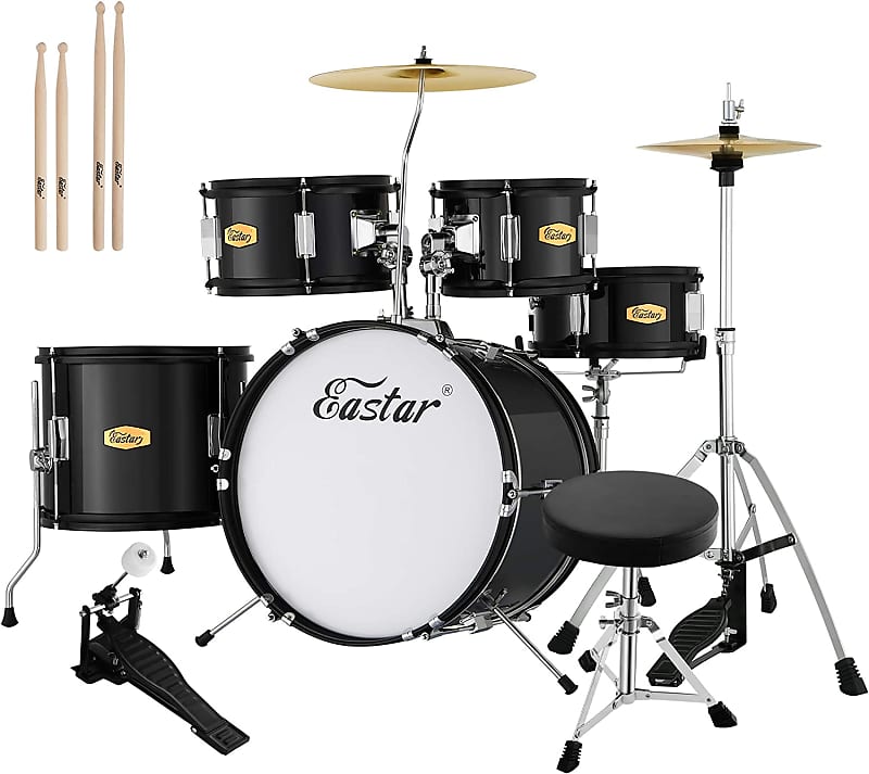Eastar Drum Set 16 inch 5-Piece, Junior Drum Kit for Beginners Kids  Teenagers