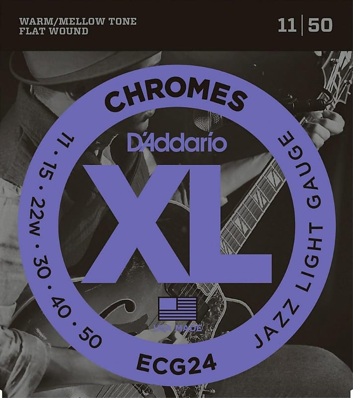 D'Addario ECG24 Chromes Flat Wound Jazz Light 11-50 Strings image 1