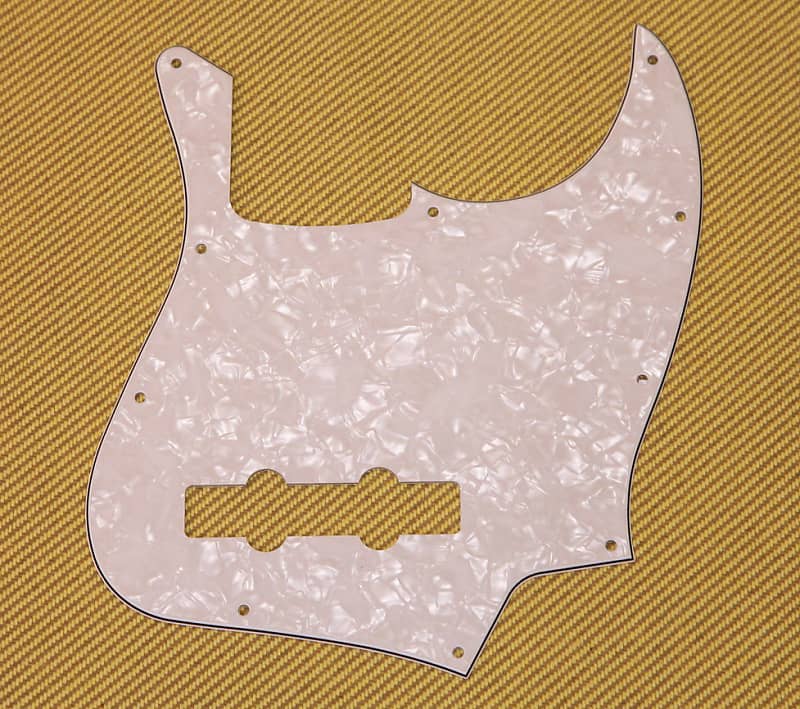 PG-0755-055 White Pearloid Pickguard For 4-String Fender Jazz Bass image 1