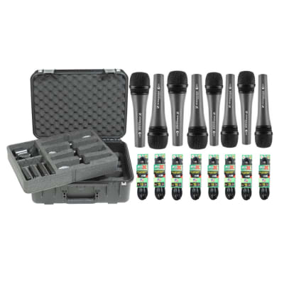 8x Sennheiser e835 Dynamic Handheld Cardioid Mics W/ SKB 3i-1813-7WMC & XRL Cables
