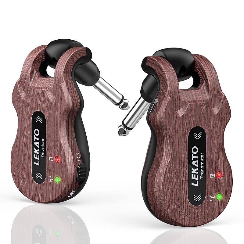 Lekato 5.8GHz Wireless Guitar System Transmitter Receiver fit Bass Digital 100ft Brown image 1