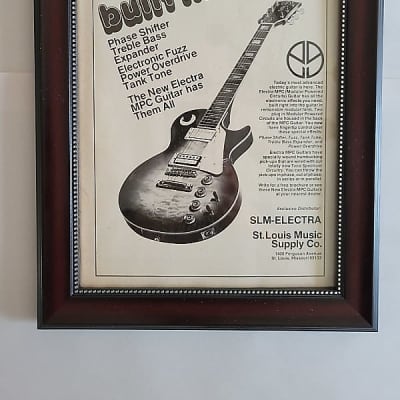 1976 Electra Guitars Promotional Ad Framed Electra MPC Electric Guitar Original for sale