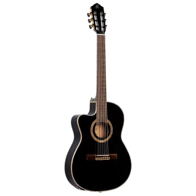 Ortega Performer Series Nylon string Guitar, thinline body - RCE138-T4BK-L, Left-Handed, 52mm Nut Width image 6