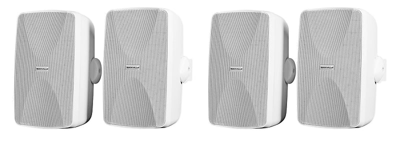 (4) Rockville WET-7020W White 5.25&quot; Indoor/Outdoor Home Audio Wall Speakers  			
