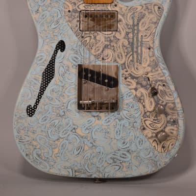 2009 James Trussart Deluxe Steelcaster Paisley Ocean Blue Guitar w/Gig Bag image 2