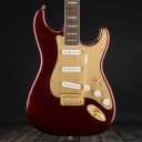 Squier 40th Anniversary Stratocaster, Gold Edition,  Gold Anodized Pickguard- Ruby Red Metallic