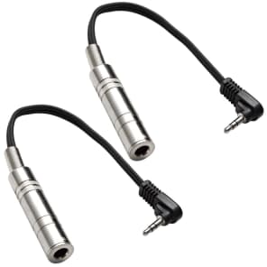 Seismic Audio SA-iREQES6i-TwoPK Right-Angle 1/8" TRS Male to 1/4" TRS Female Headphone Extender/Adapter Cables - 6" (4-Pack)