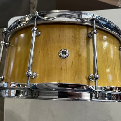 Outlaw Drums 7x14 Bandit Solid Maple Stave Snare Drum  2019 Honey Maple image 2