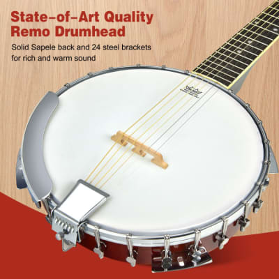 Sonart Full-Size 6-string 24 Bracket Professional Banjo Instrument 2023 image 5