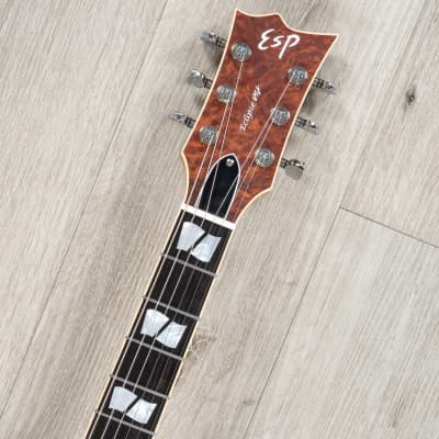ESP USA Eclipse Guitar, Alnico II Pros, Black Limba, Open-Grain Redwood Burl Top image 10