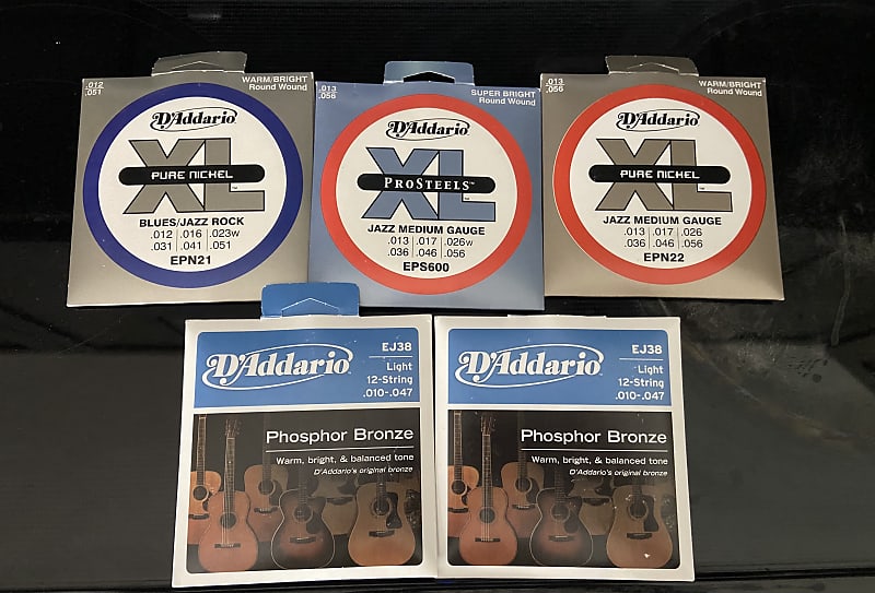 D'ADDARIO STRINGSjazz gauges & 12 string acoustic lot Reverb
