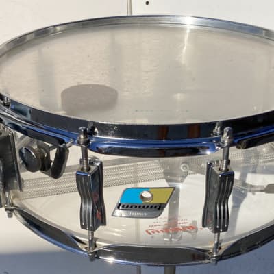 Ludwig No. 413 Vistalite Super-Sensitive 5x14" 10-Lug Acrylic Snare Drum 1972 - 1980 - Clear image 3
