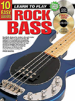 Learn How To Play Guitar 10 Easy Lessons Rock Bass - Beginner Book CD DVD - O3 X- image 1