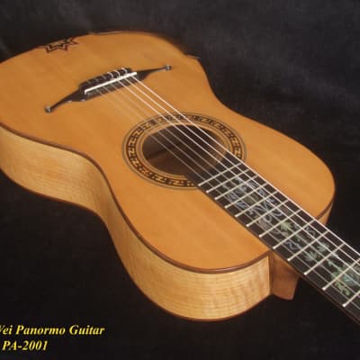 Bruce Wei Solid Spruce & Curly Maple Panormo Guitar, Mop Abalone Inlay PA-2001 image 7