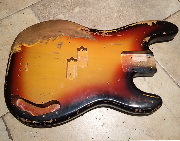 MJT Heavy Relic P Bass Body 60s 70 s 3 Tone Sunburst