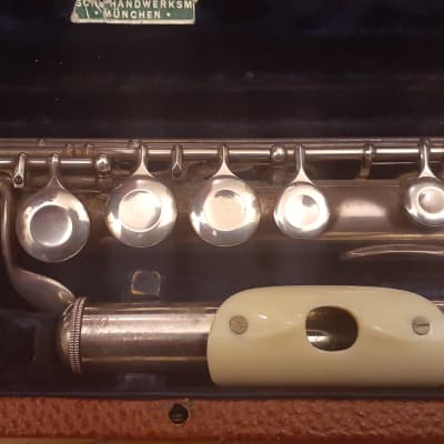 Very RARE August Richard Hammig RECITAL Professional Handmade Solid Silver German C Flute Plated Reform Head Joint Wave Adler Wing Headjoint Split-E High G/A Trill Offset-G C#/D# Foot Rollers Markneukirchen Germany image 6